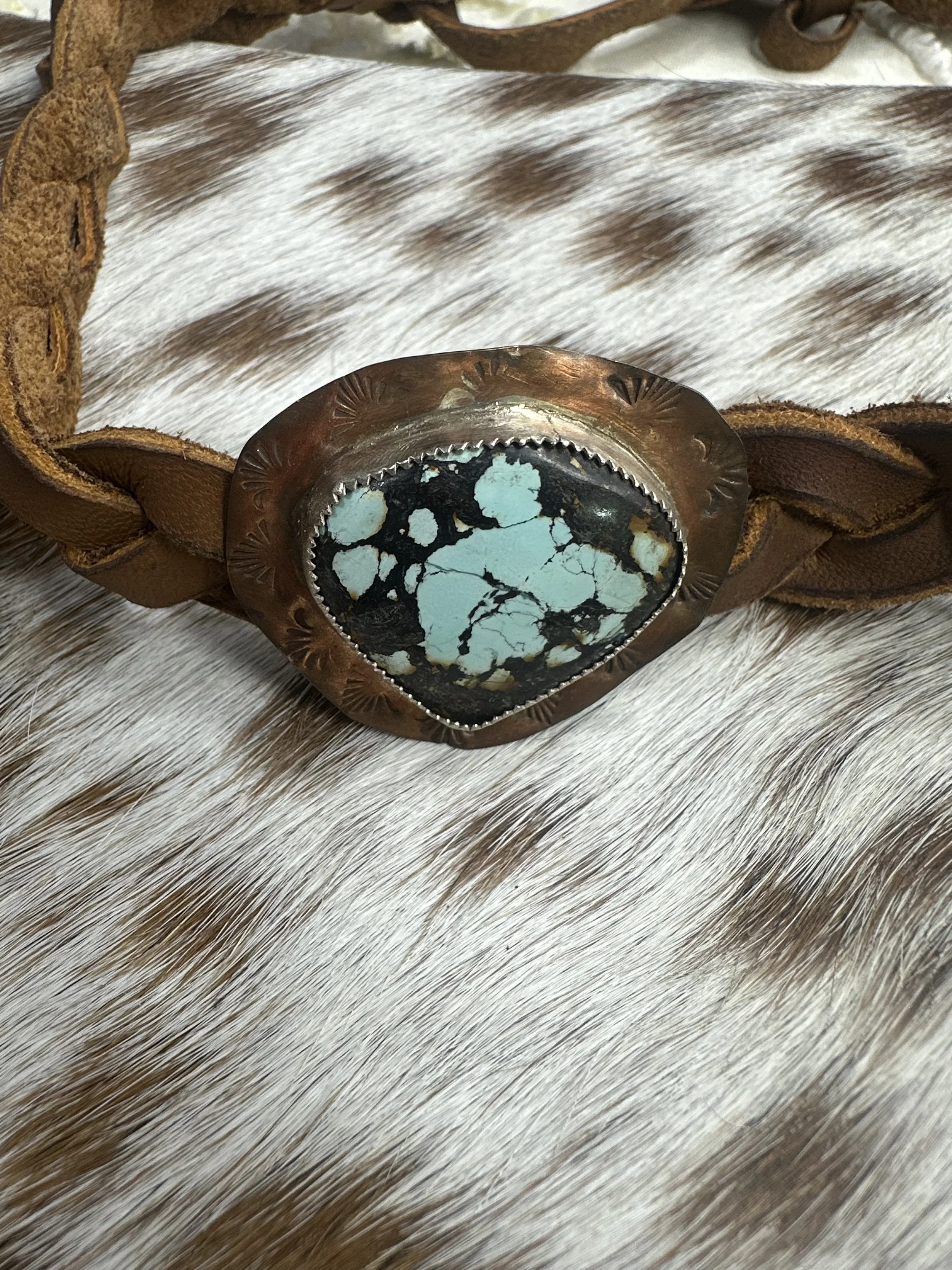 Blackjack Turquoise Leather Hat Band
