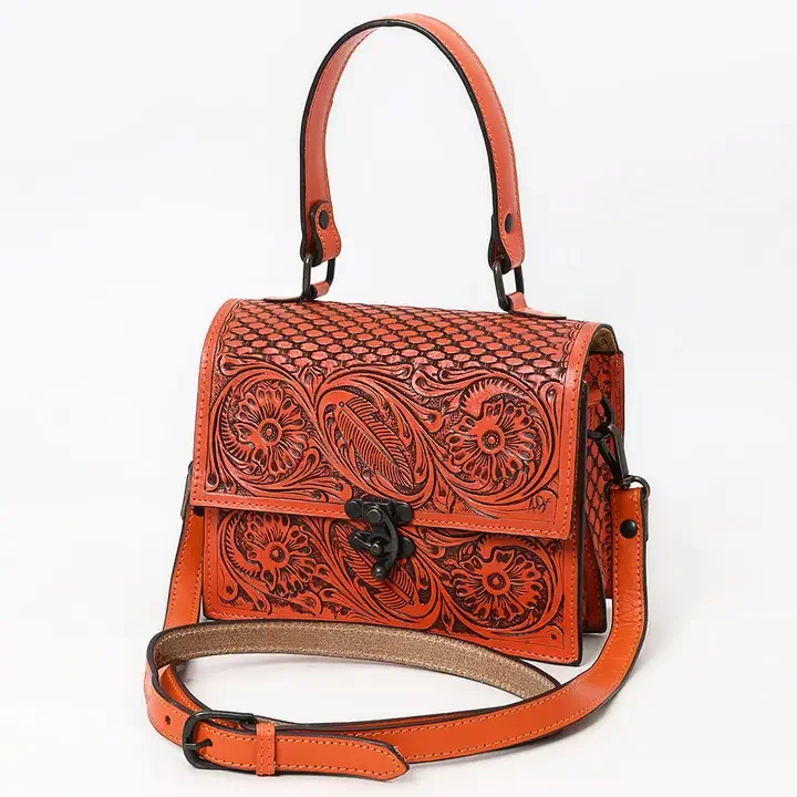 Burnt Orange/Red Leather Classic Tote