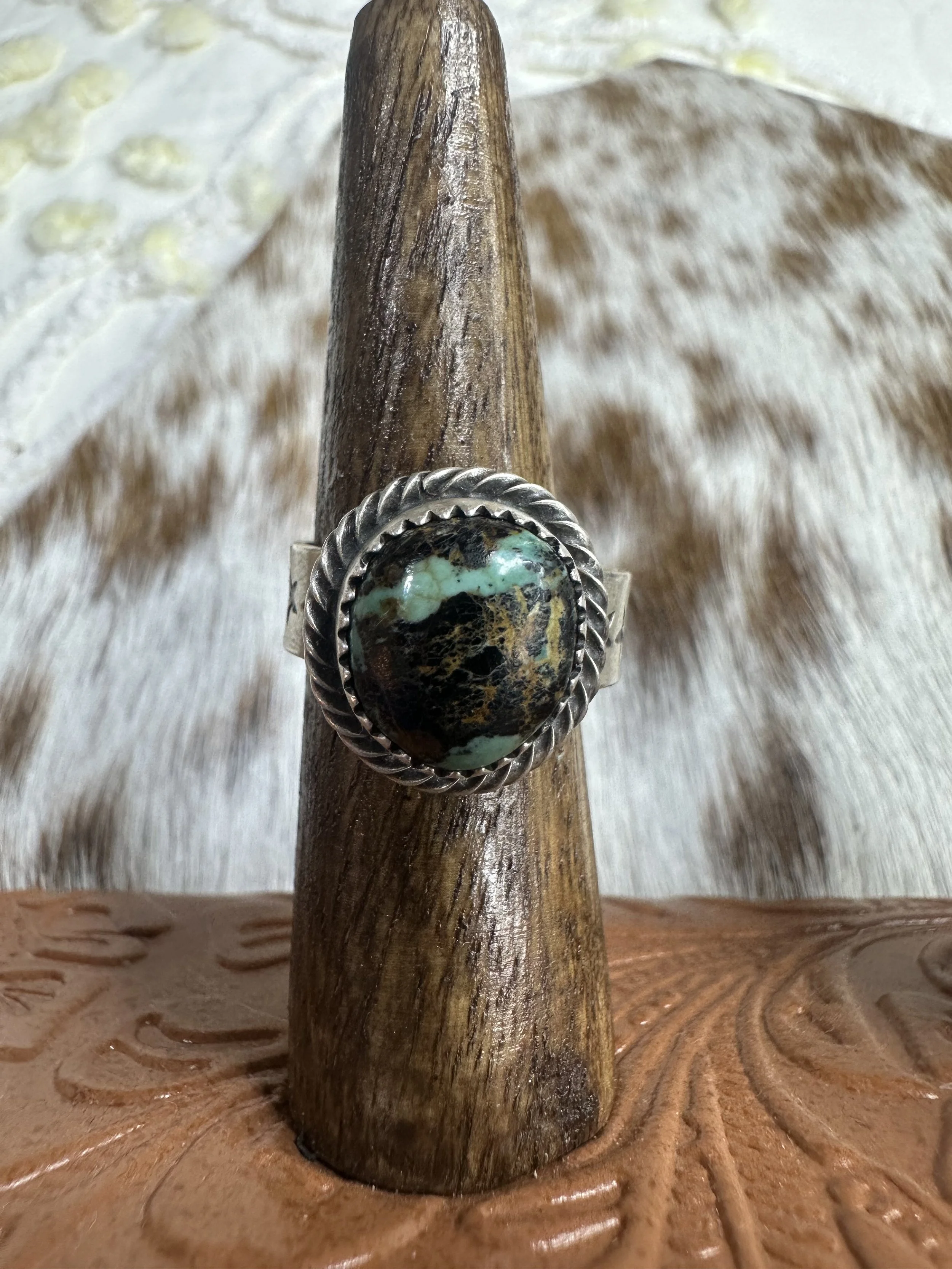 Chris Etsitty Blackjack Turquoise Adjustable Ring