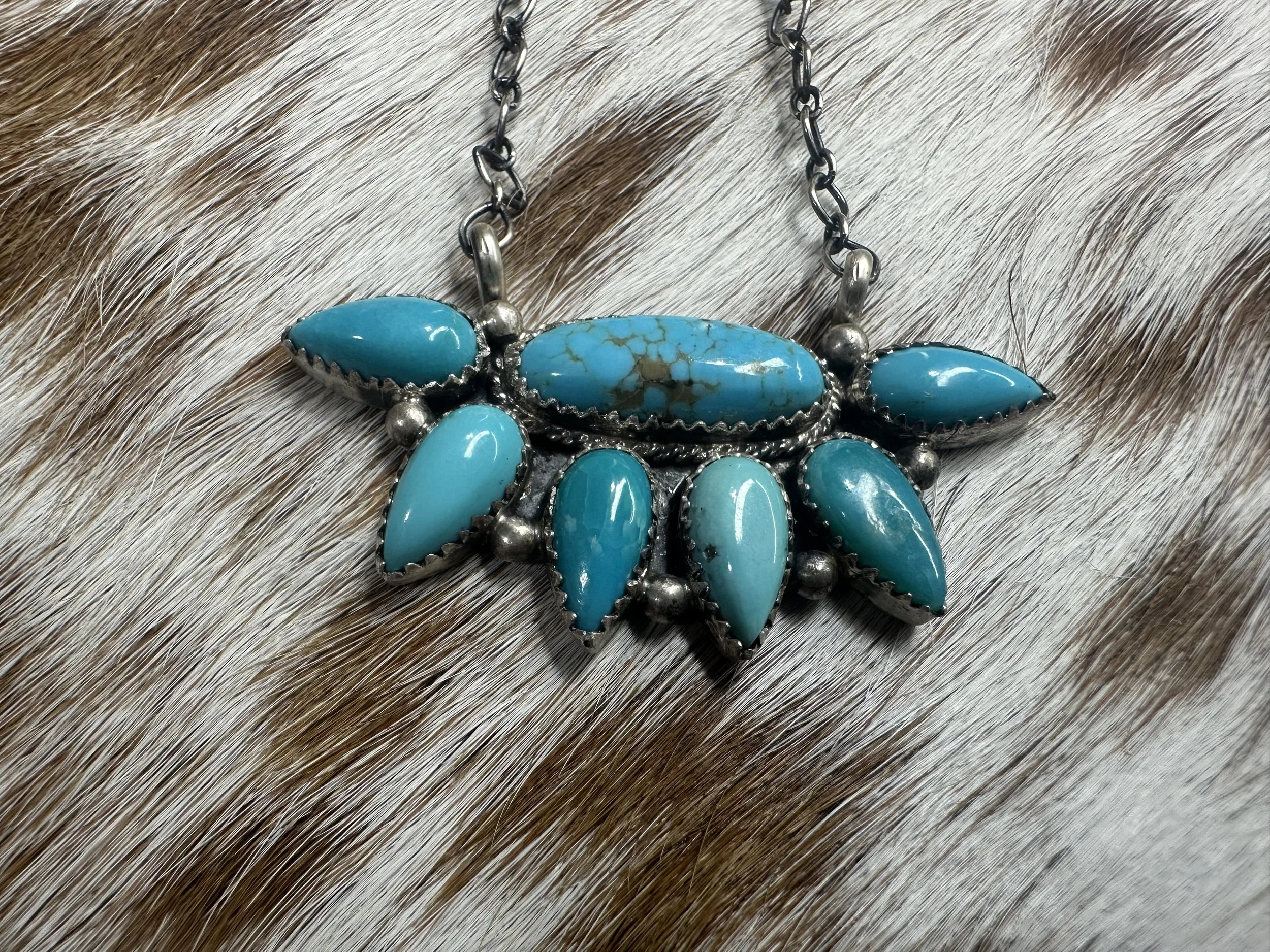 Debra Smith Kingman Turquoise Half Cluster Necklace