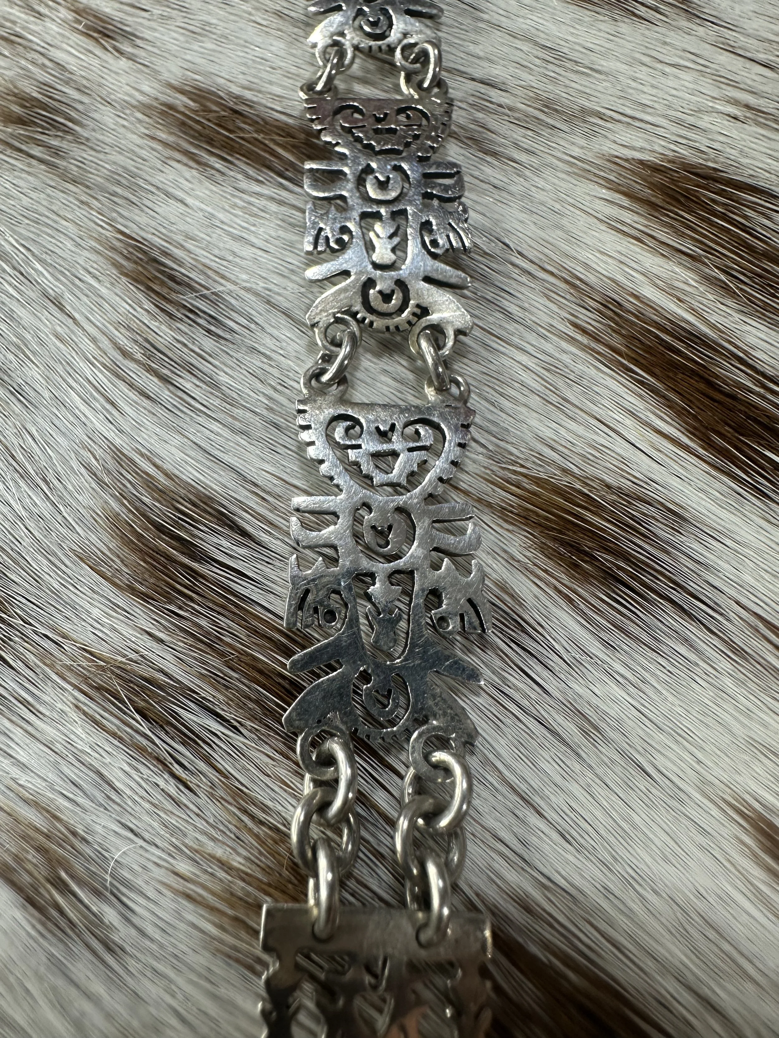 Sterling Silver Kachina Bracelet 8"
