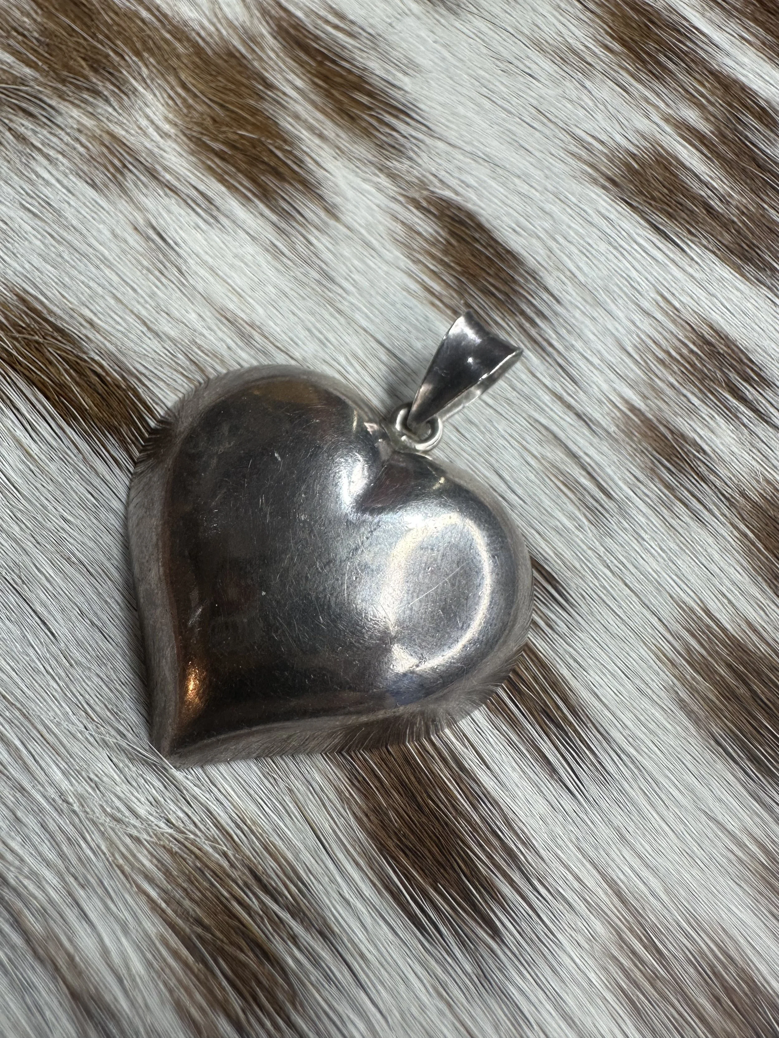 Vintage Sterling Puffy Heart Pendant