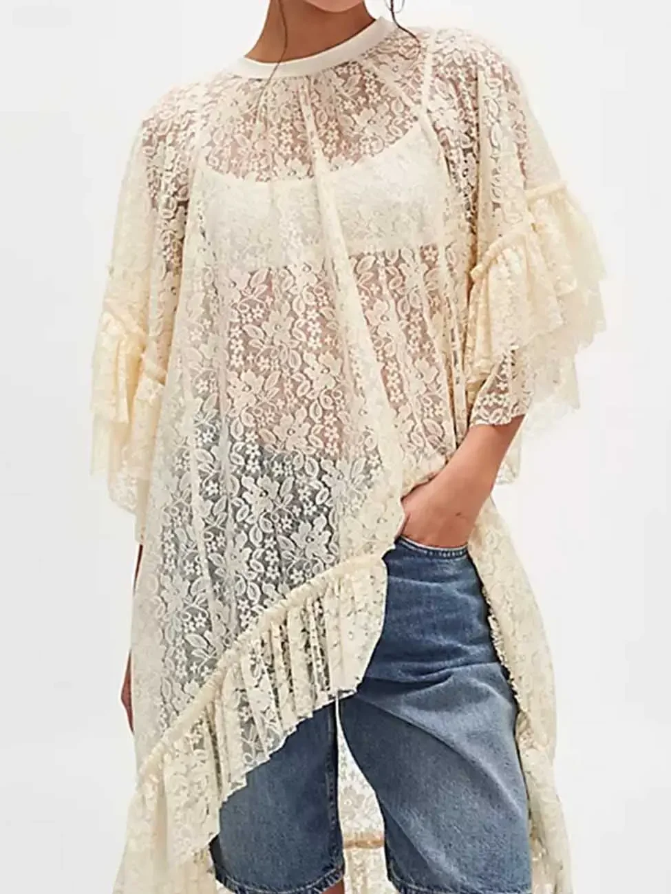 Lace Mid Sleeve Top