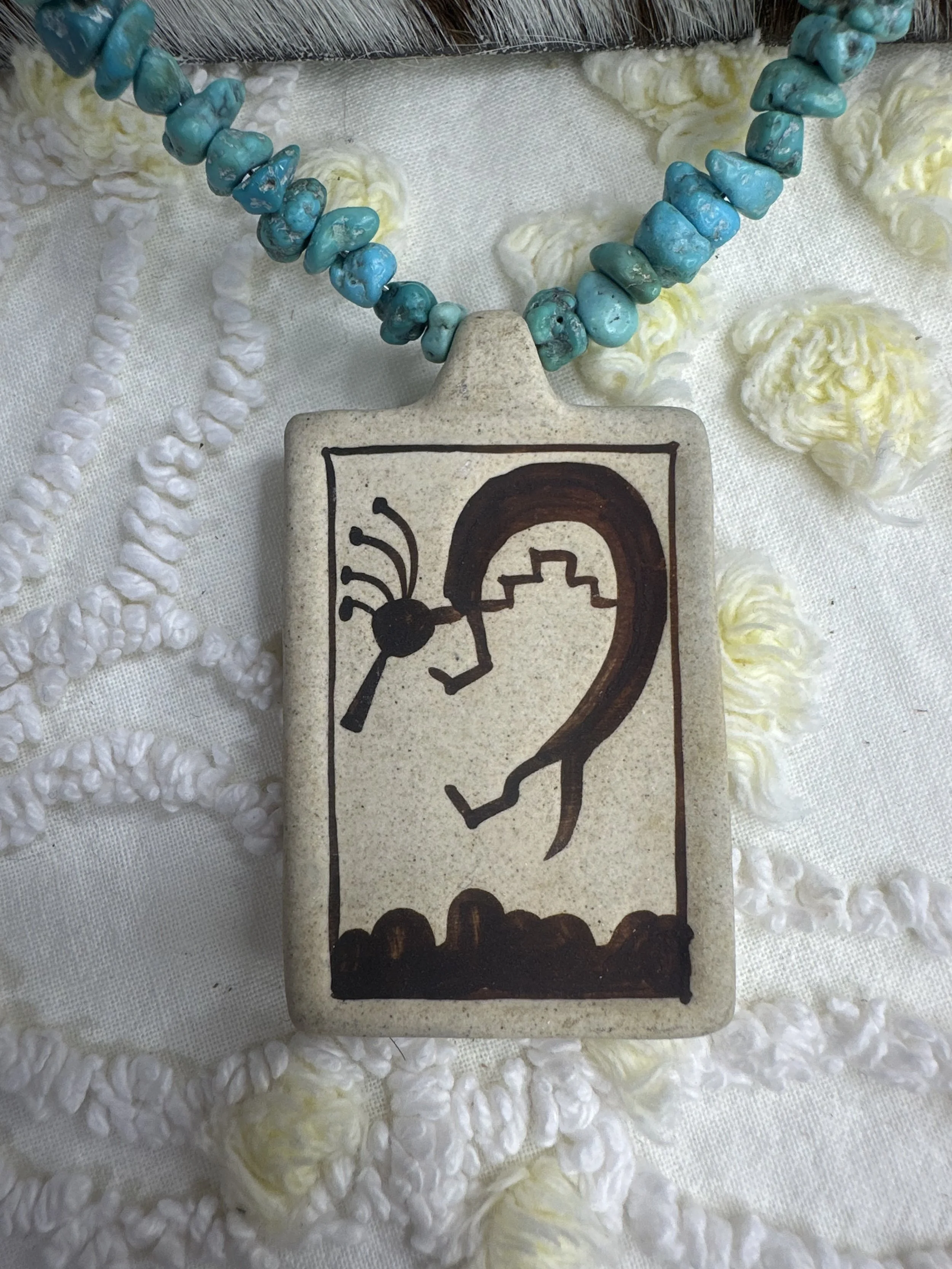 Ceramic / Turquoise Kokopelli Necklace