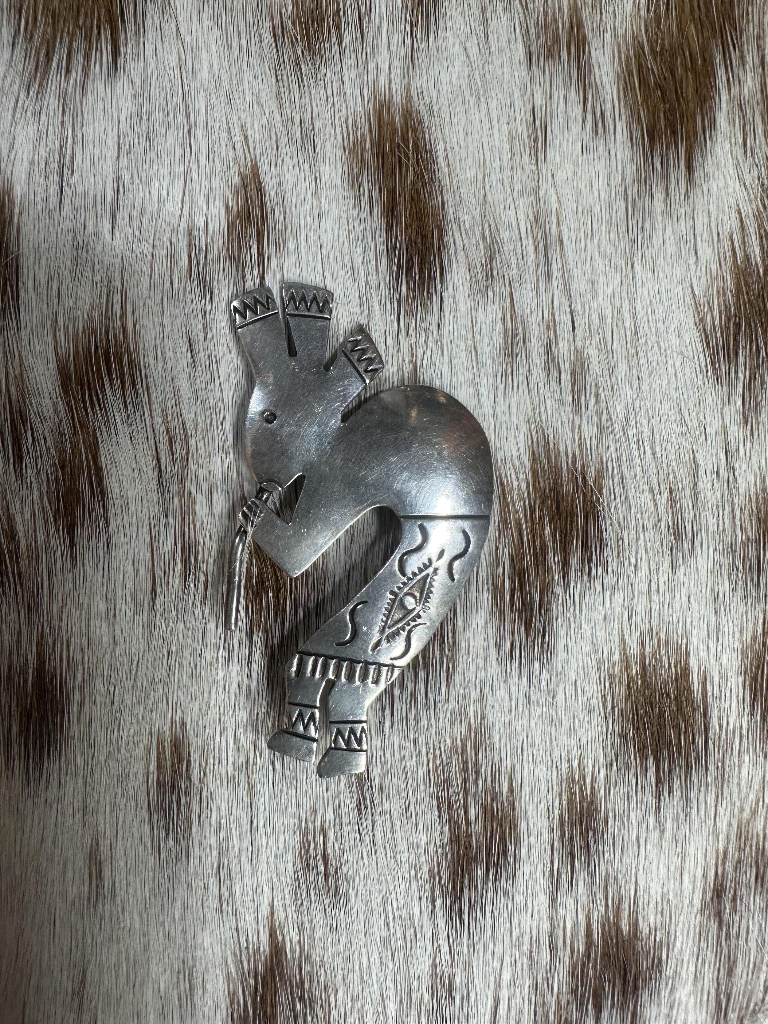 Darrell Yonnie Sterling Kokopelli Brooch