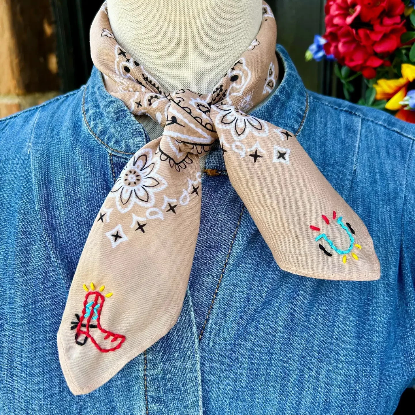 Embroidered Lucky Boots Bandana