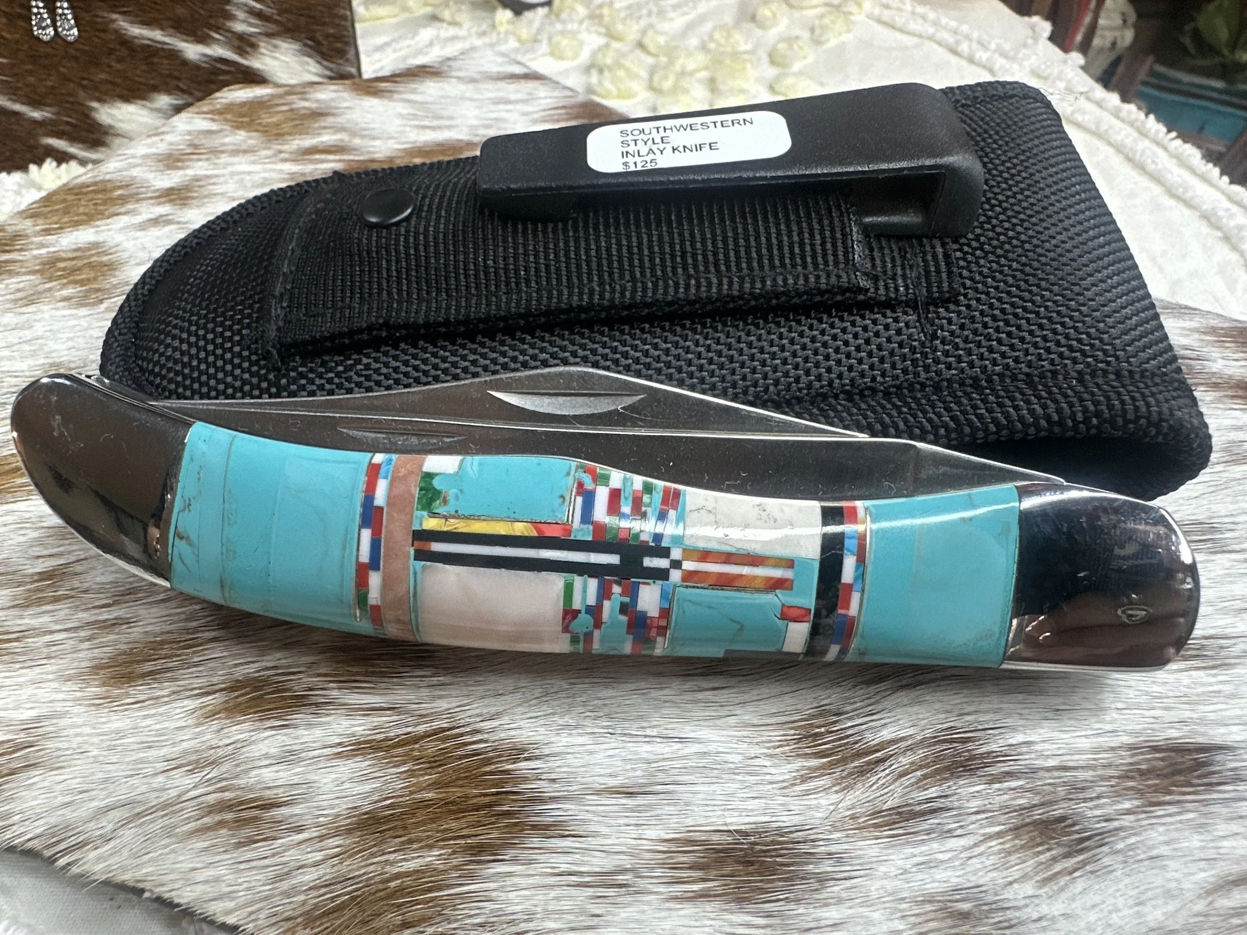 Turquoise / Multi Stone Inlay Knife