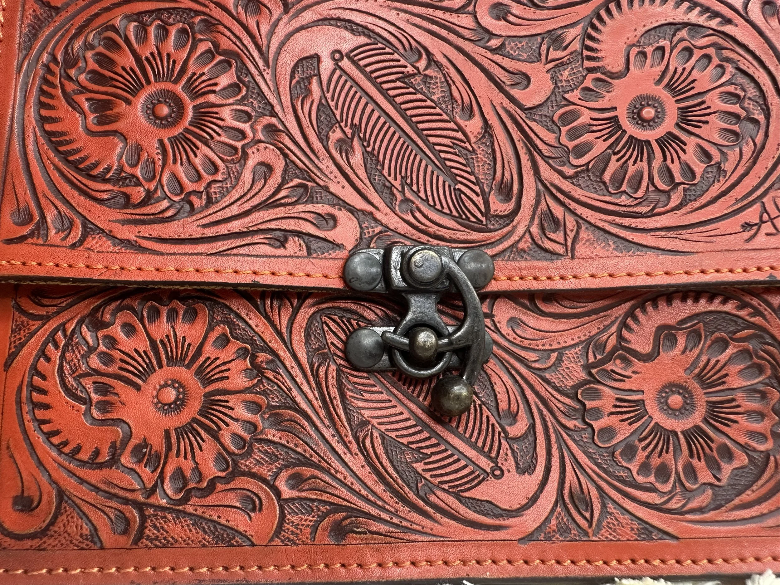 Burnt Orange/Red Leather Classic Tote
