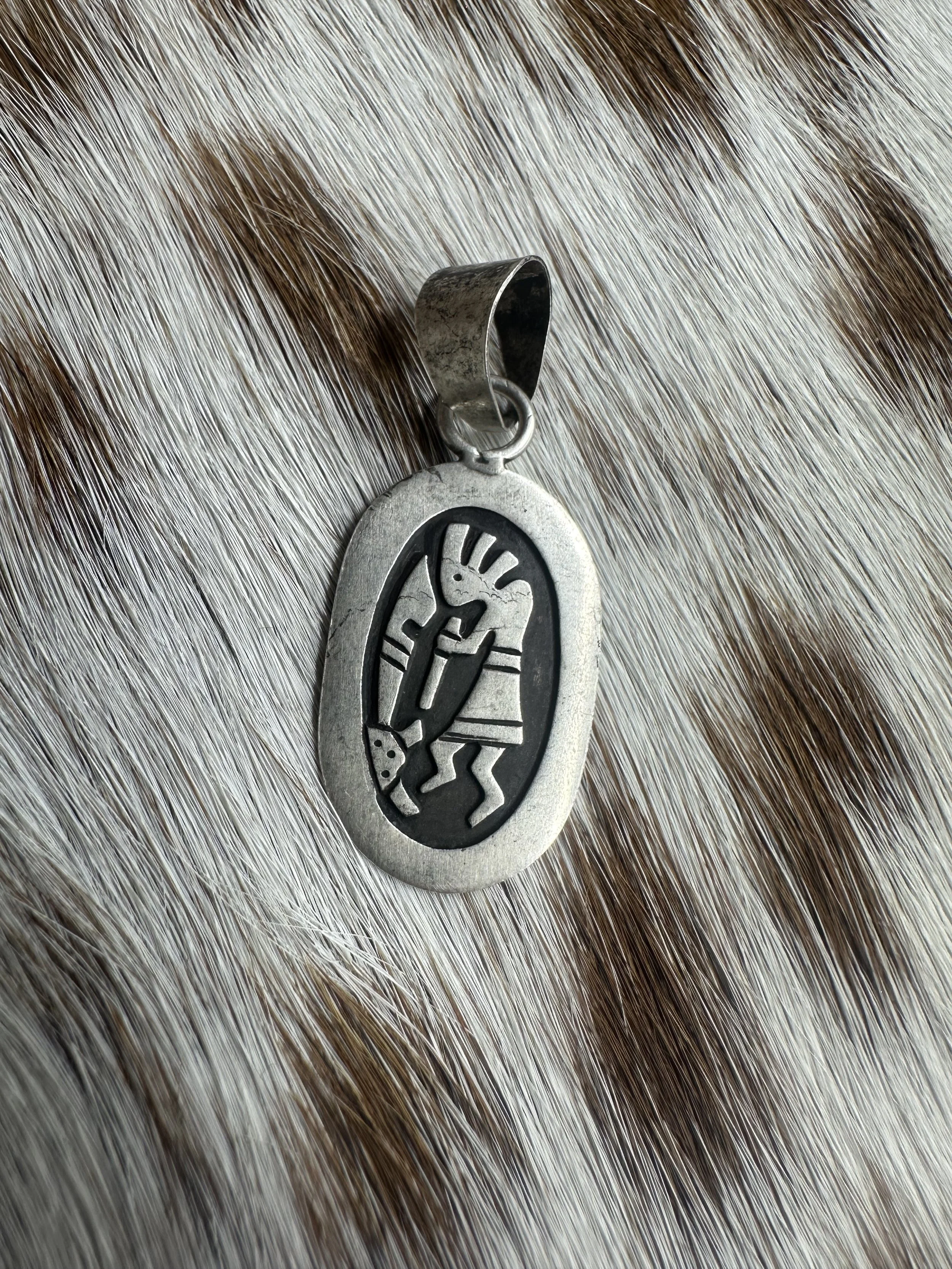 Signed "SG" Sterling Kokopelli Pendant