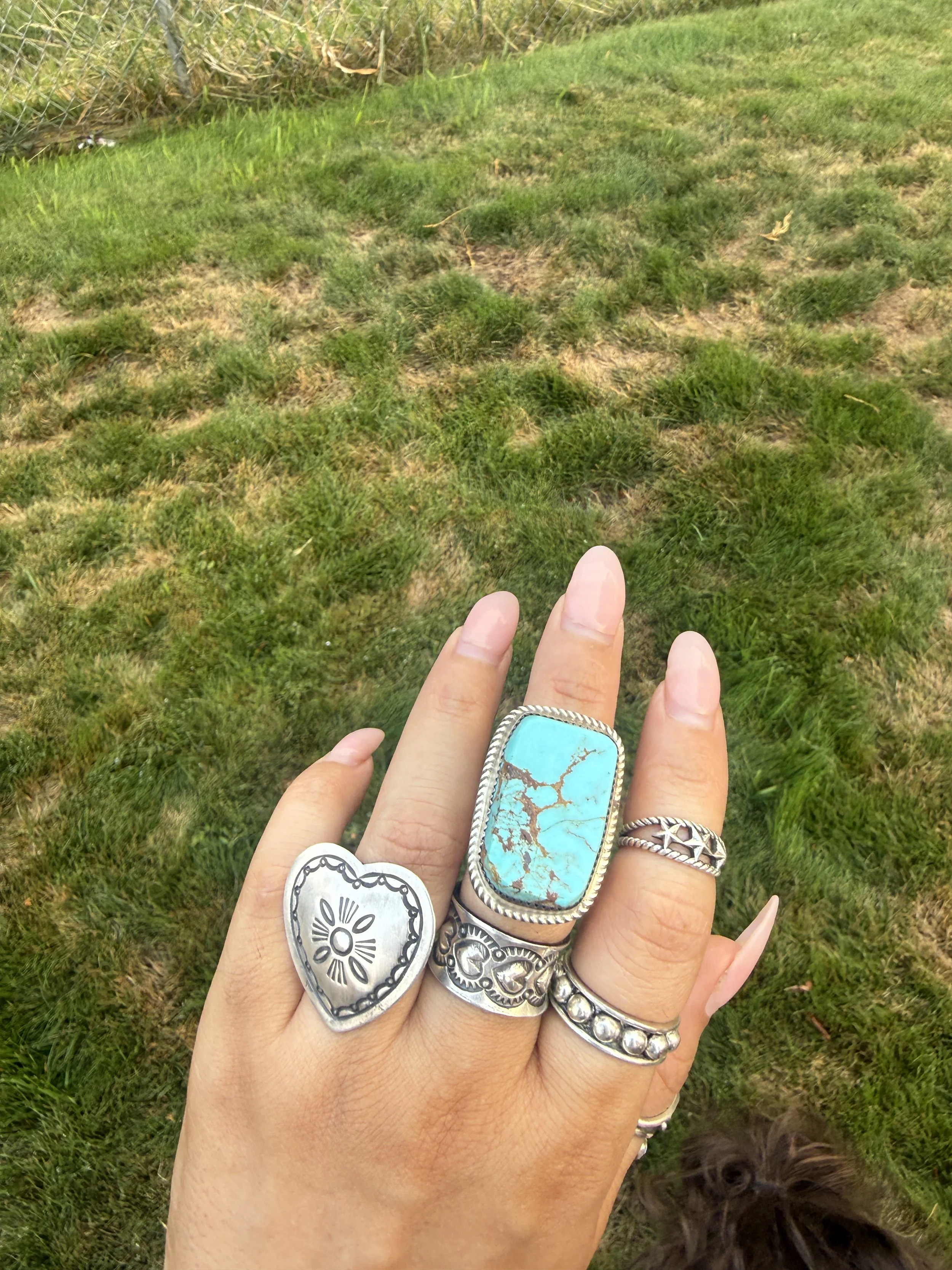 Leslie Nez Mine 8 Turquoise Adjustable Ring
