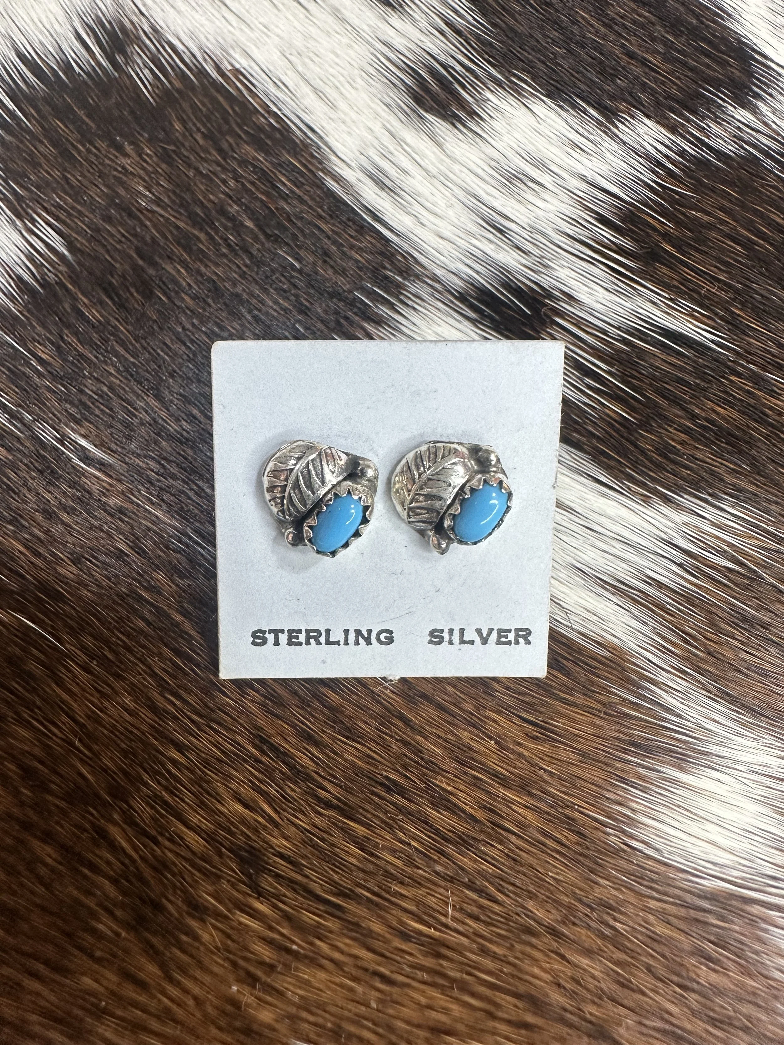 Turquoise Feather Studs