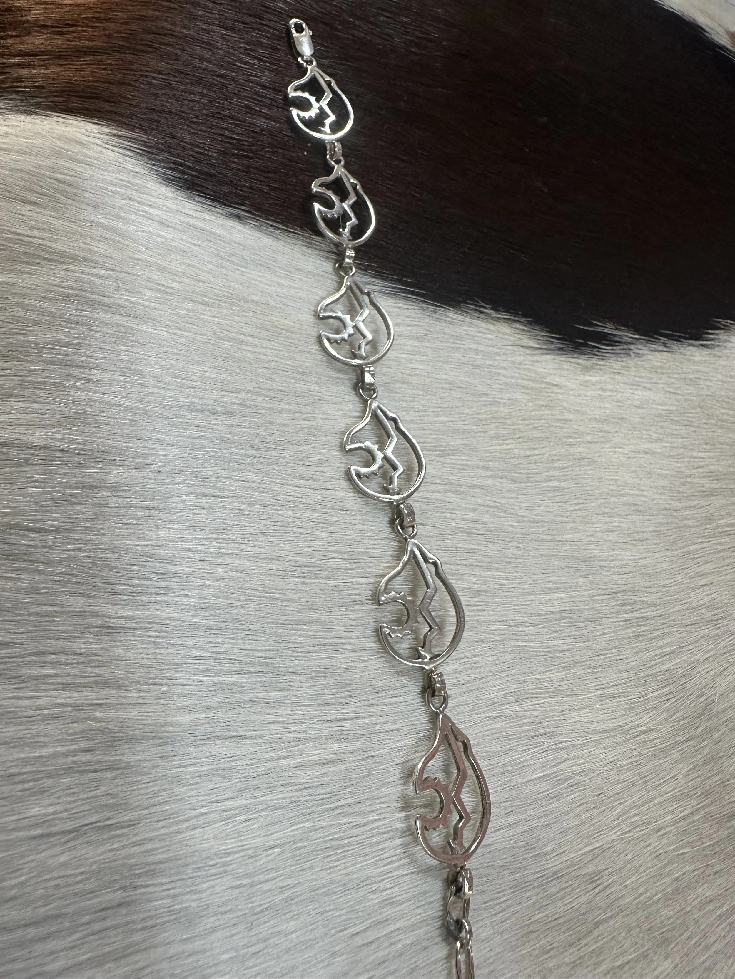 Sterling Silver Heart-Line Bear Link Bracelet