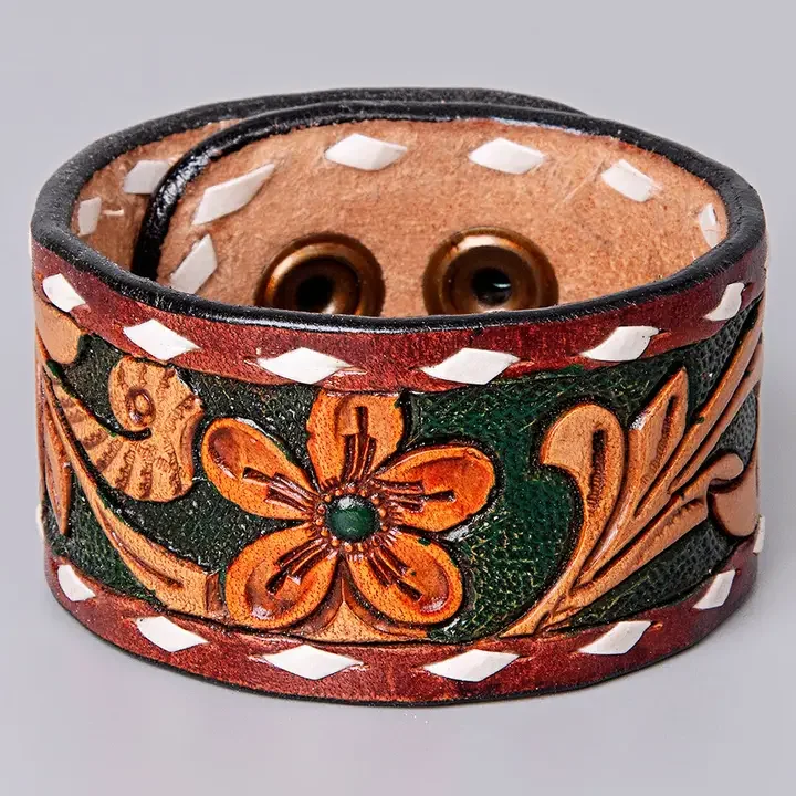 Leather Flower Bracelet