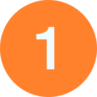 Orange circular background with the white number one in the center.