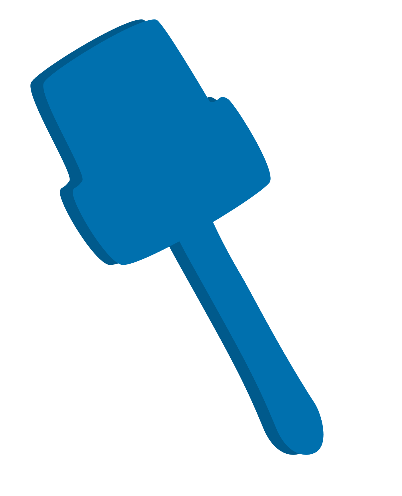 A 3D illustration of a blue hammer.