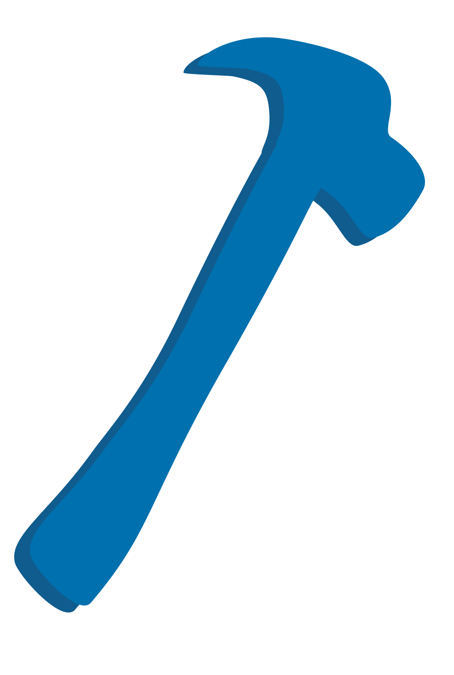 3D illustration of a blue sickle-shaped knife with a curved blade.