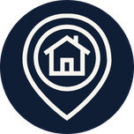 Icon of a house inside a location pin