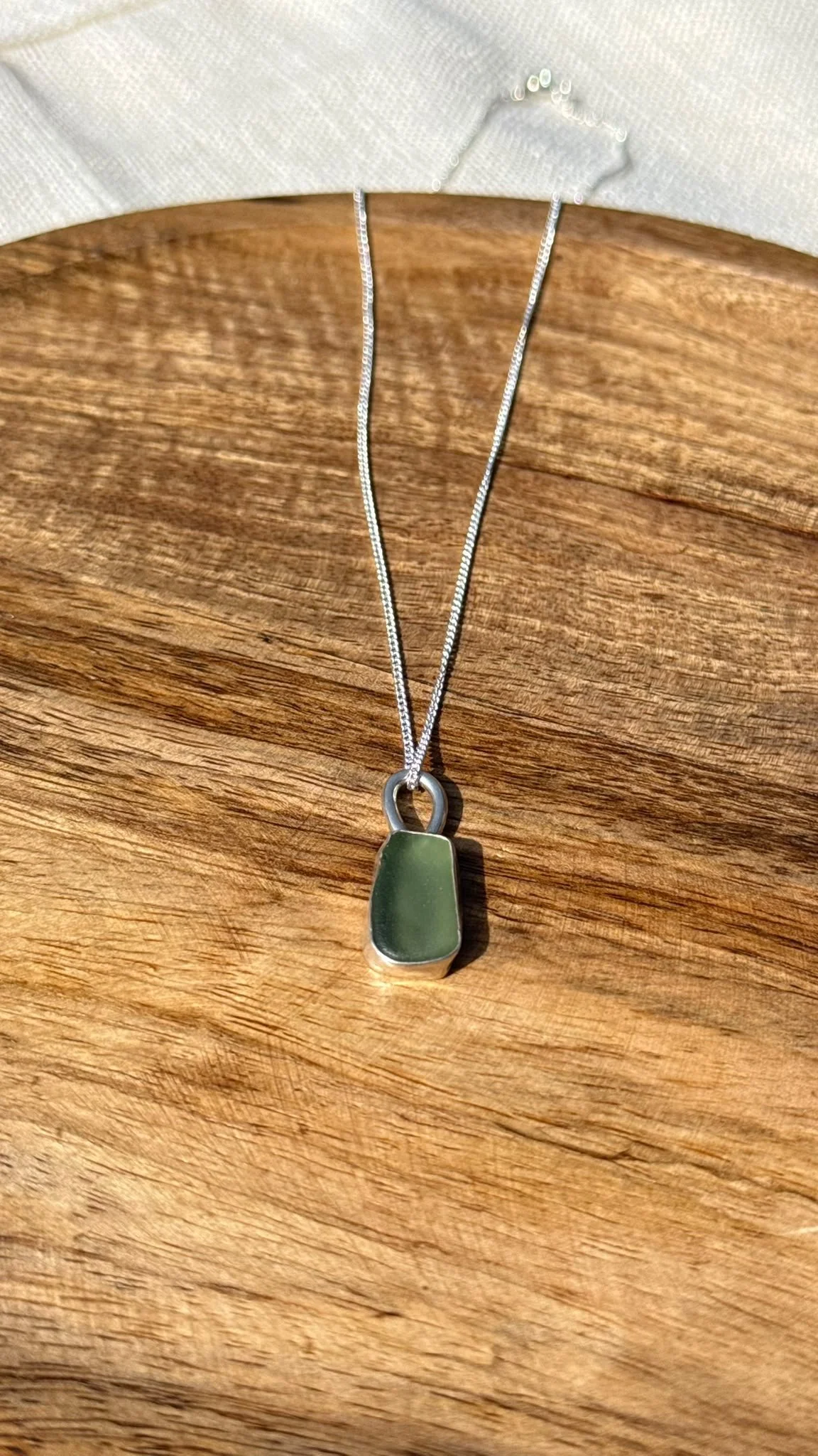 Citron green sea glass pendant