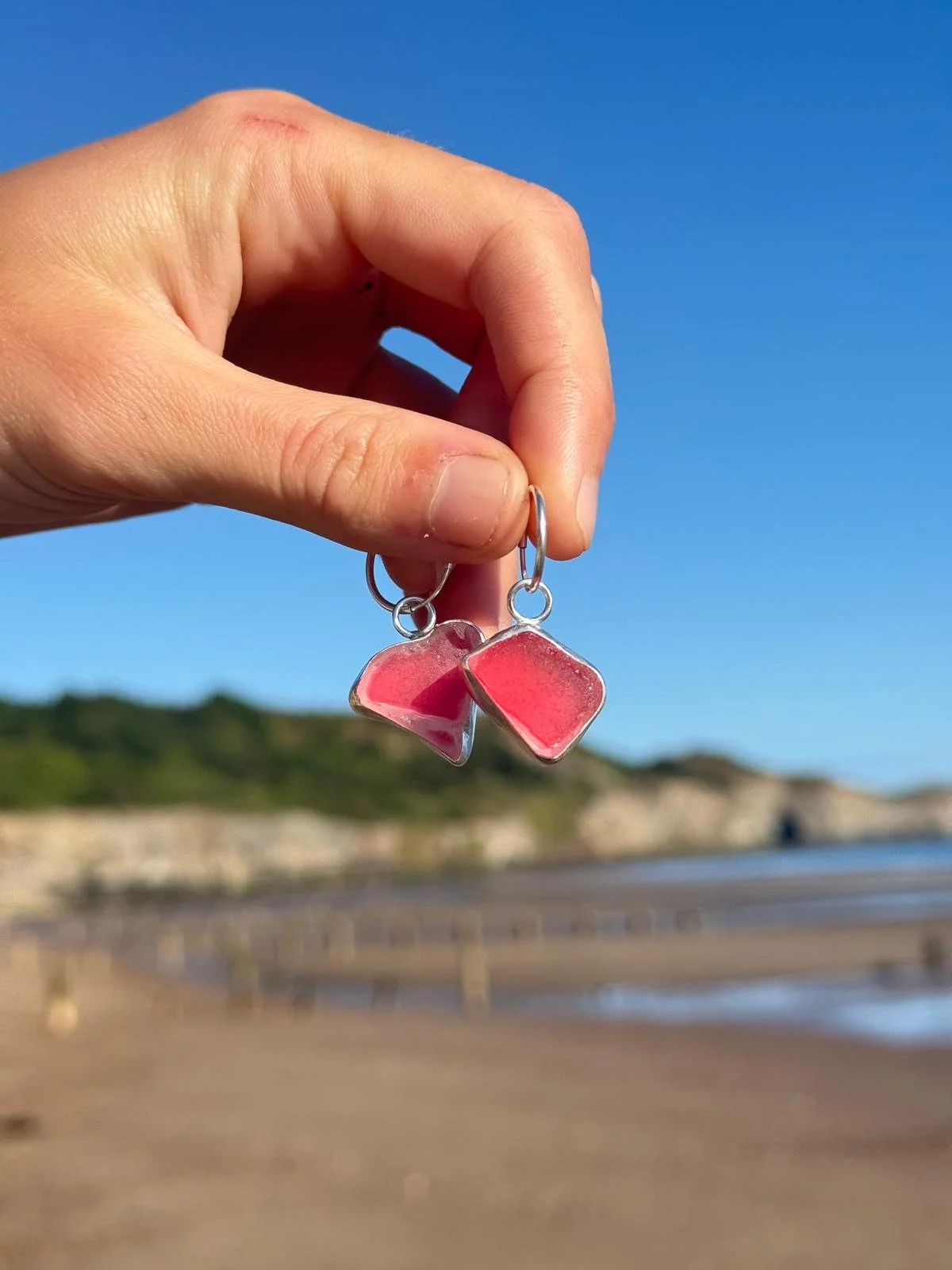 RARE PINK seaglass earrings