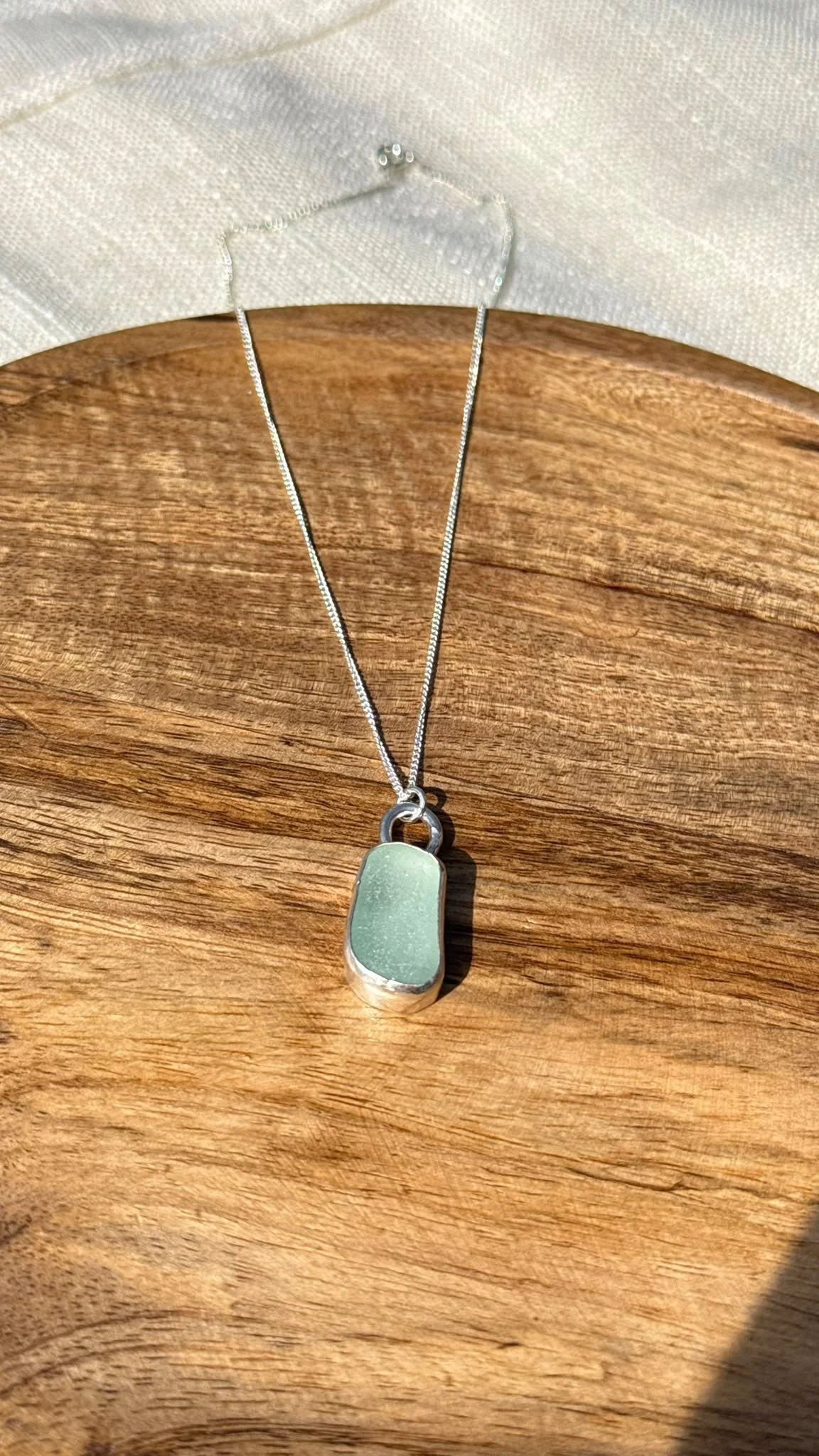 Seafoam Blue Seaglass Pendant Necklace