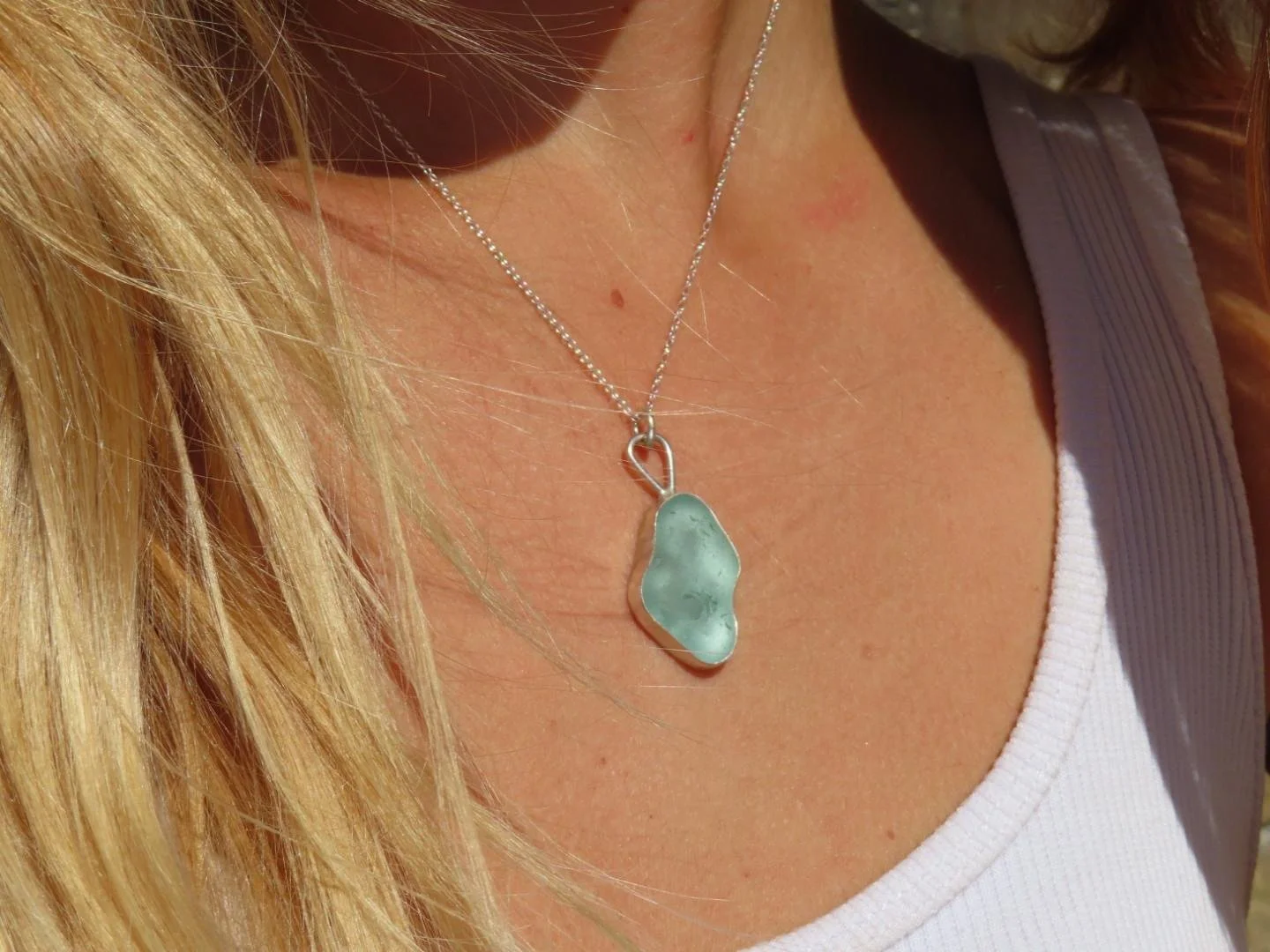 Scottish Sea Glass Necklace with Thistle Silhouette
