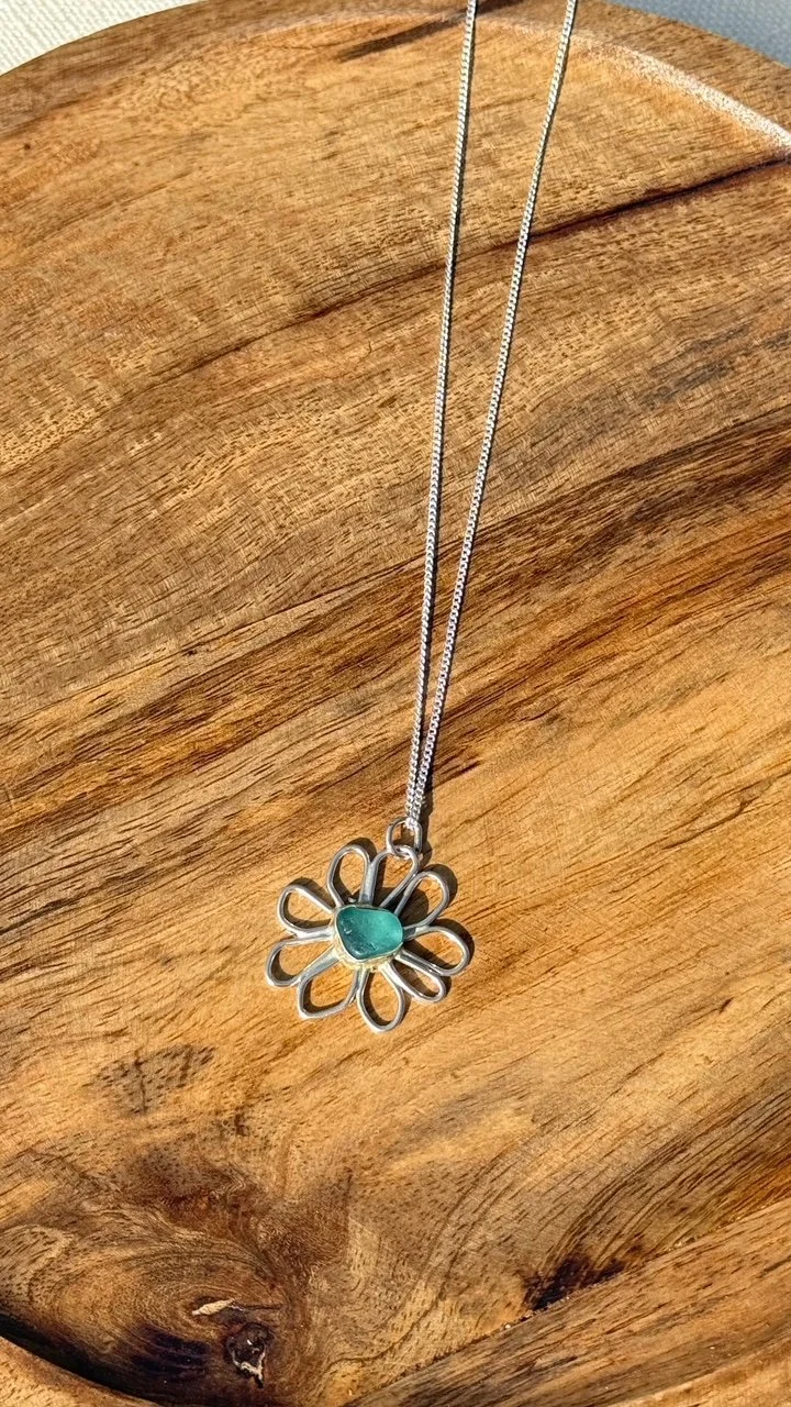 Blossom tide  sea glass pendant