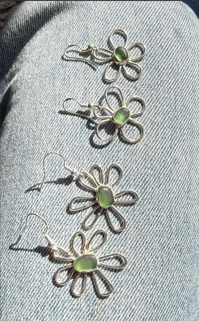 Made to order floral sea glass earrings