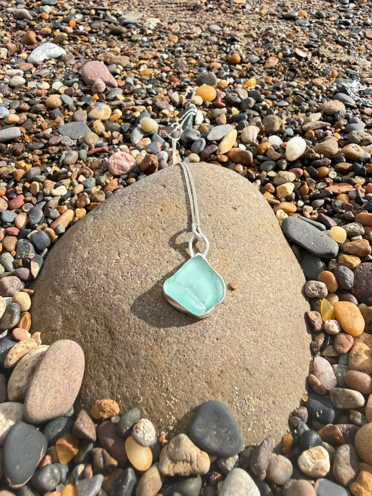 Aqua seaglass necklace