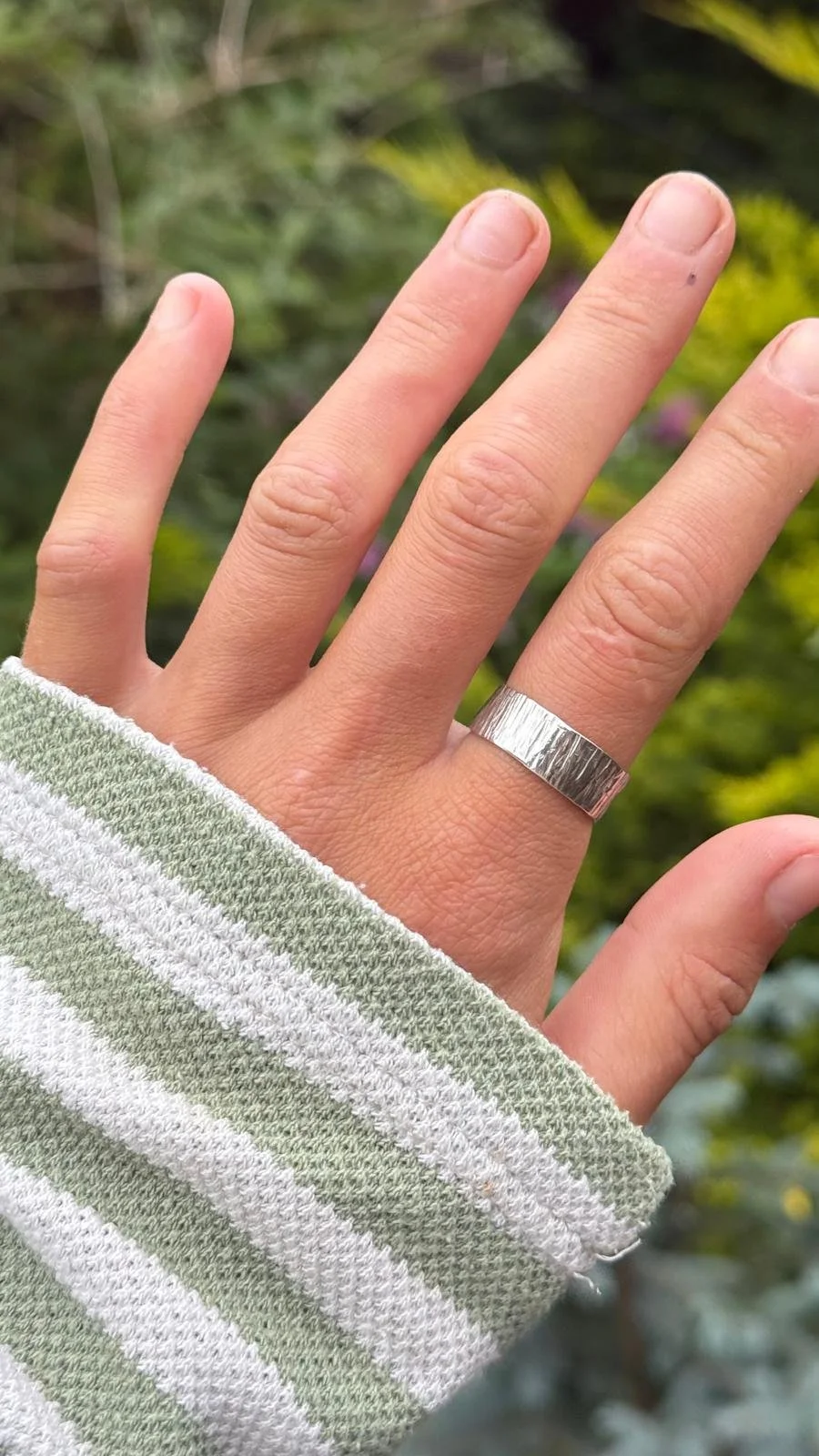 unisex bark textured ring