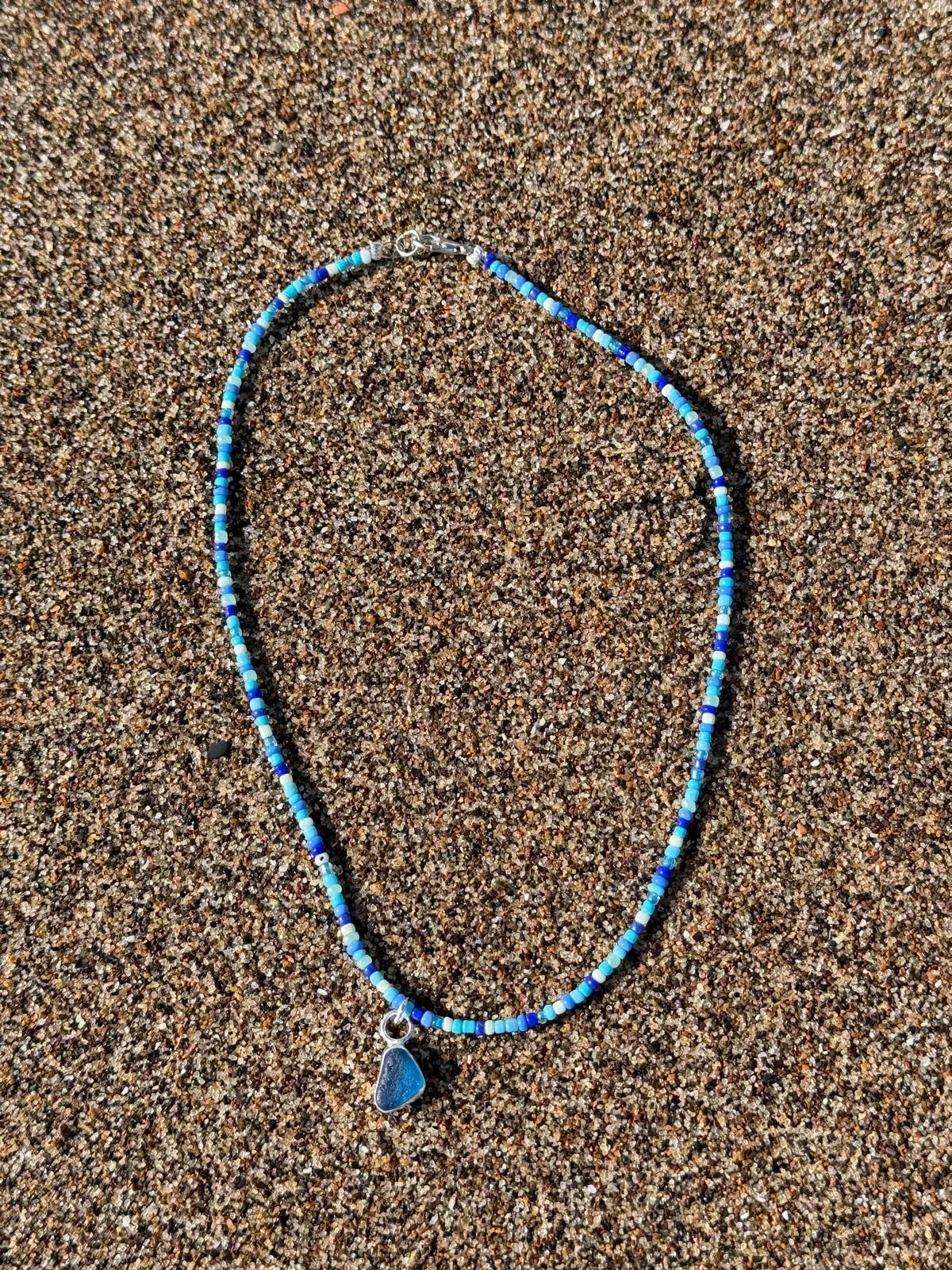 MADE TO ORDER BEADED NECKLACE WITH SEAGLASS PENDANT