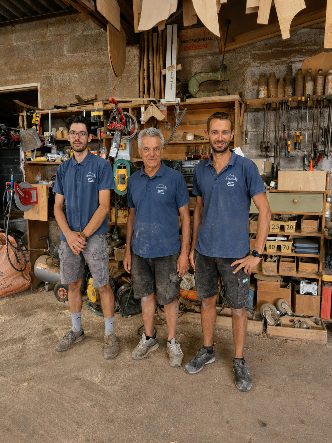 L'équipe de Penchaud Fils dans son atelier de Saint-Sulpice-de-Faleyrens, près de Saint-Émilion.