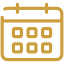 Grand calendrier doré avec six cases visibles