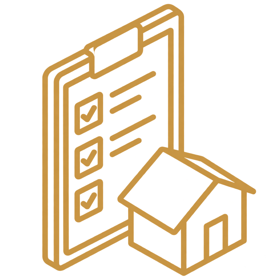 yellow icon of home and checklist