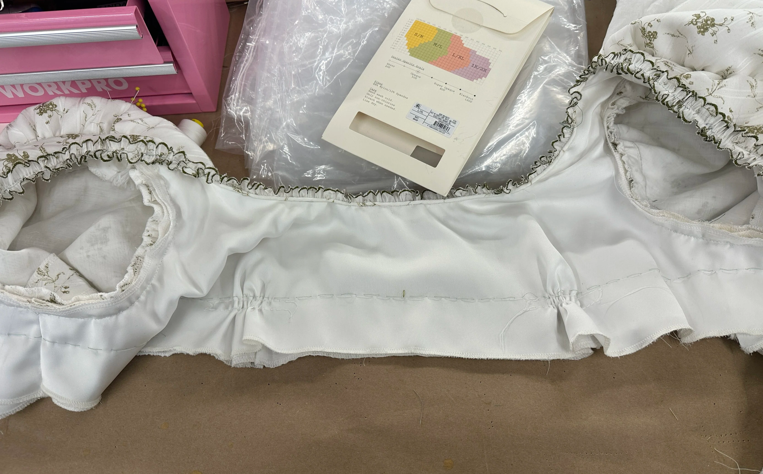 fully lined bodice with all trims and sleeves attached