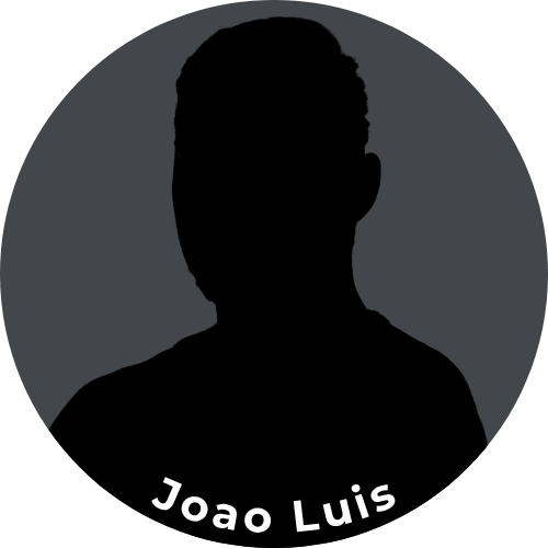 Silhouette of a person with short hair, featuring the name 'Joao Luis' at the bottom.