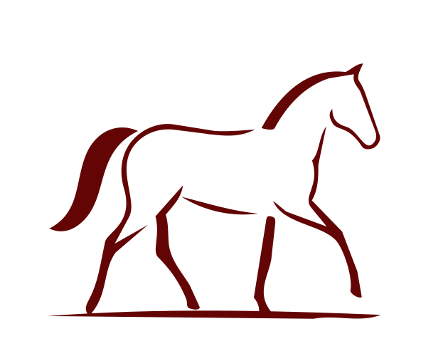 Outline of a horse with a flowing mane and tail, depicted in a minimalist style.