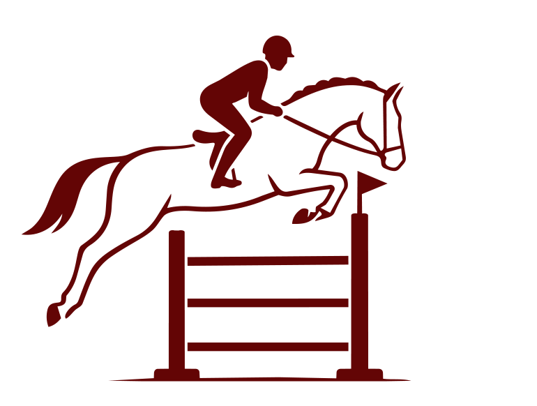 Silhouette of a person riding a horse jumping over a hurdle in an equestrian event.