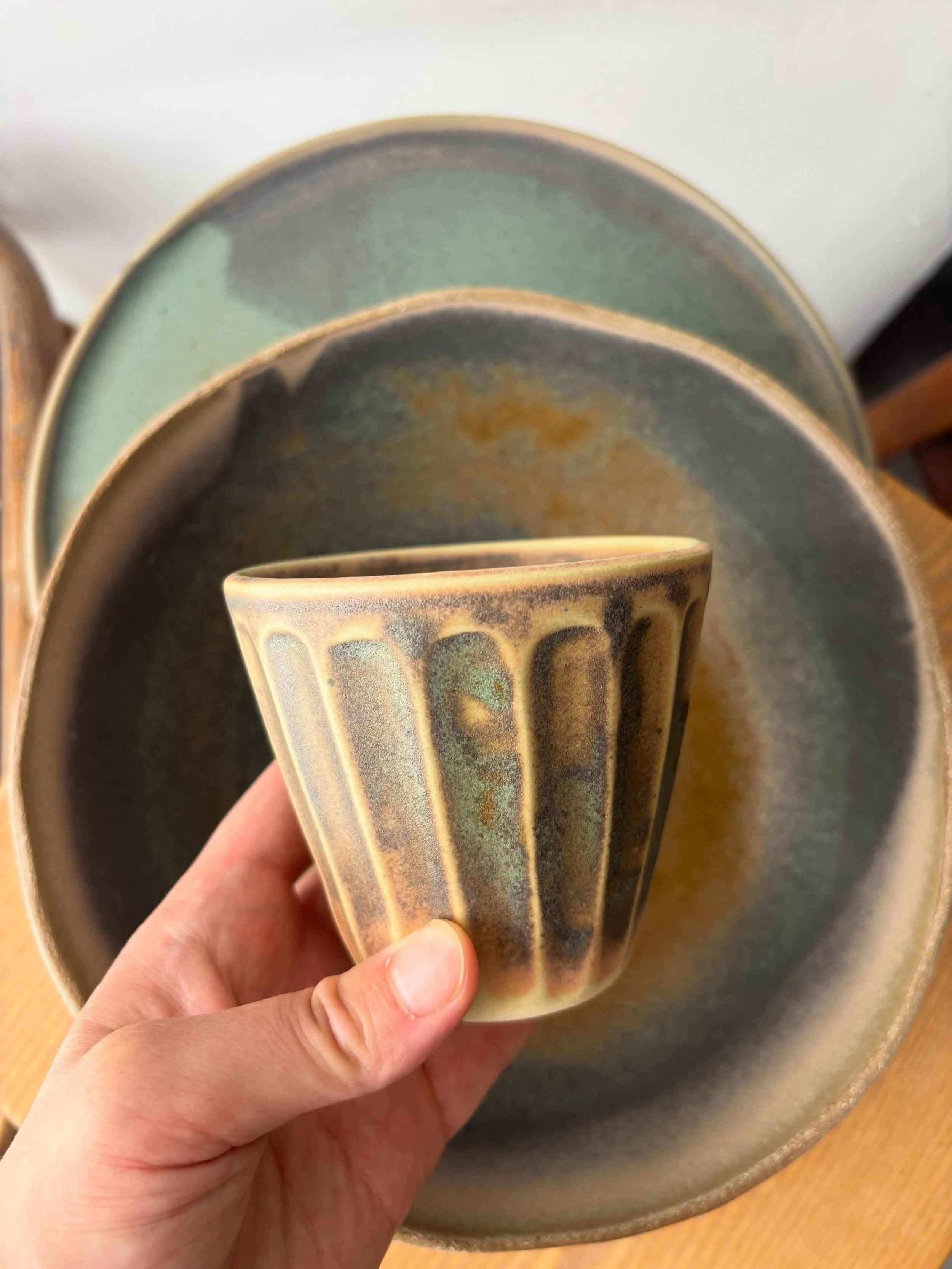 More faceted cups, do you like them in this glaze?