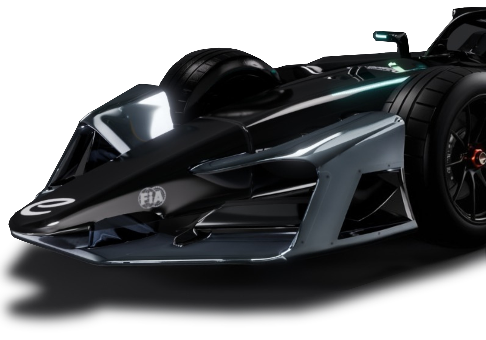 Closeup of front of Formula E GEN4 race car
