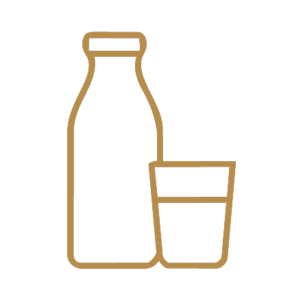 Une bouteille et un verre remplis de liquide, illustration en lignes simples.
