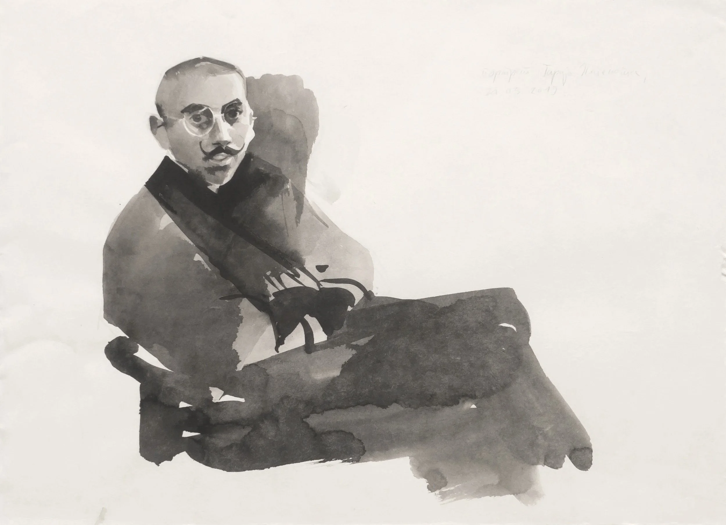 𝘎𝘢𝘳𝘪 𝘏𝘪𝘨𝘦𝘮𝘰𝘵𝘰, sumi-ink on washi paper, 40 × 55 cm