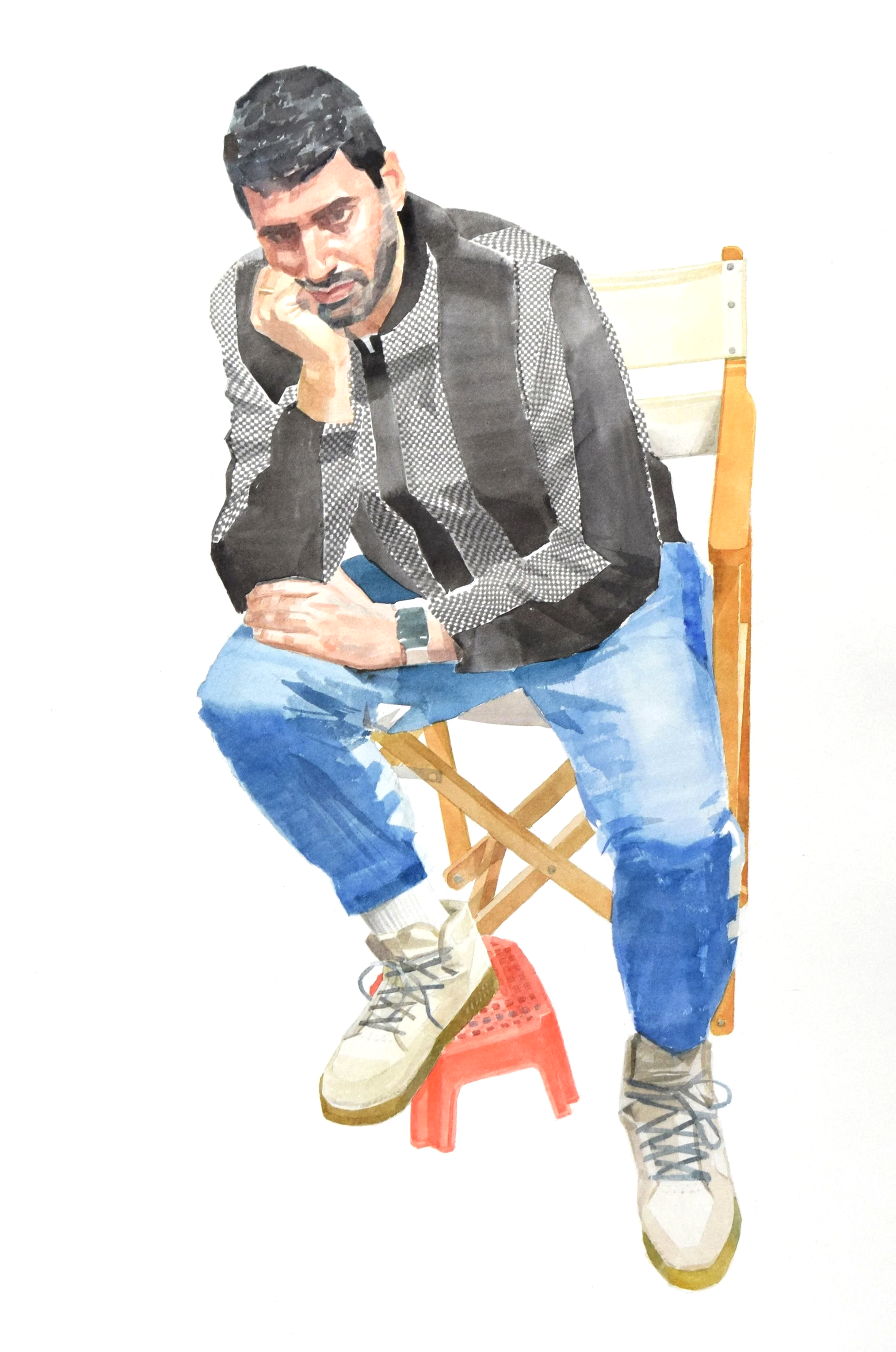 𝘊𝘩𝘦𝘤𝘬𝘦𝘳𝘦𝘥 𝘑𝘢𝘤𝘬𝘦𝘵, watercolour on paper, 72 × 52 cm