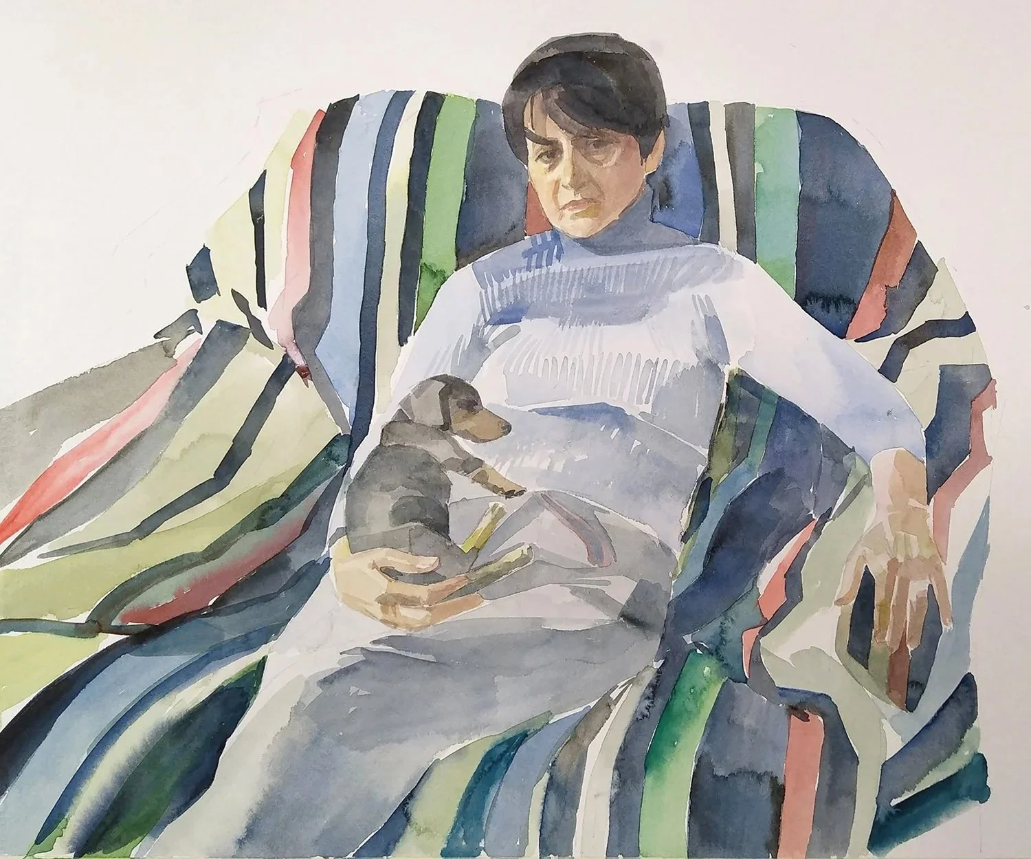 𝘔𝘰𝘵𝘩𝘦𝘳 𝘸𝘪𝘵𝘩 𝘚𝘦𝘯𝘬𝘢, watercolour on paper, 39 × 48 cm