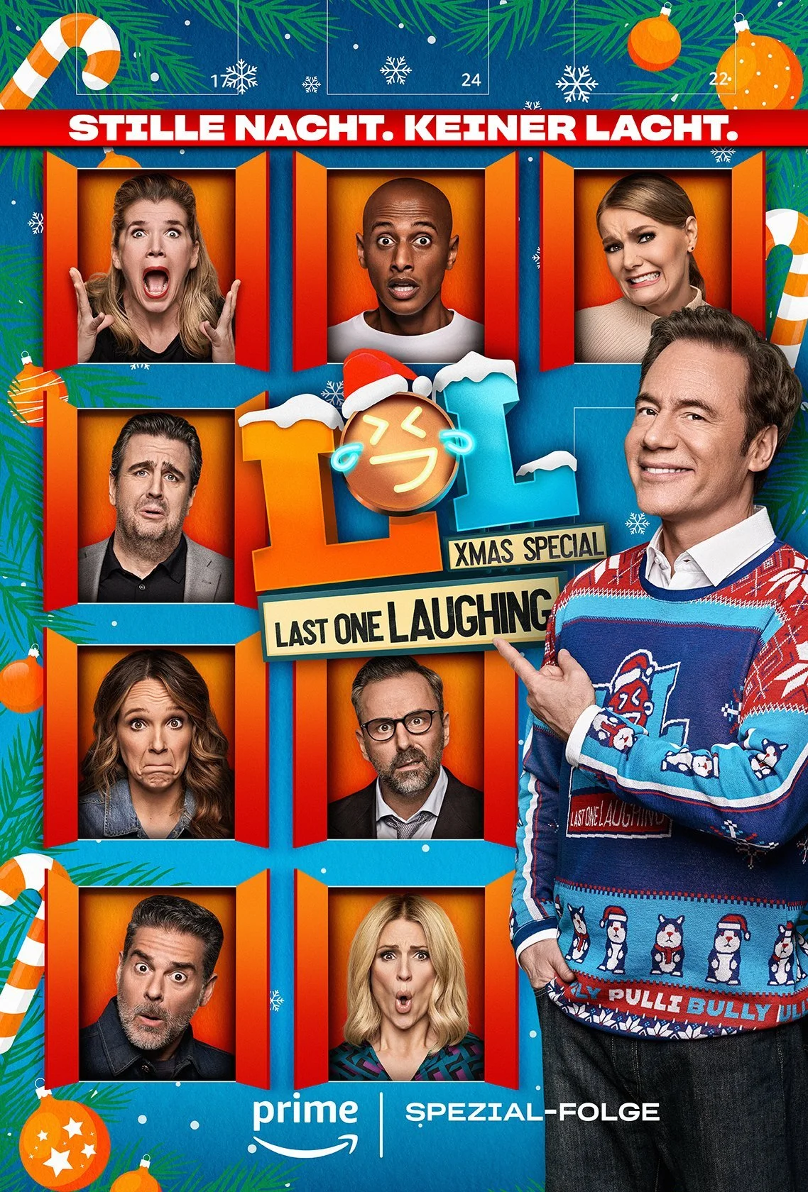 Comedians in Adventskalender-Türchen, Bully im Weihnachtspulli, Amazon Prime LOL Xmas Special – Composing von Bildergut.