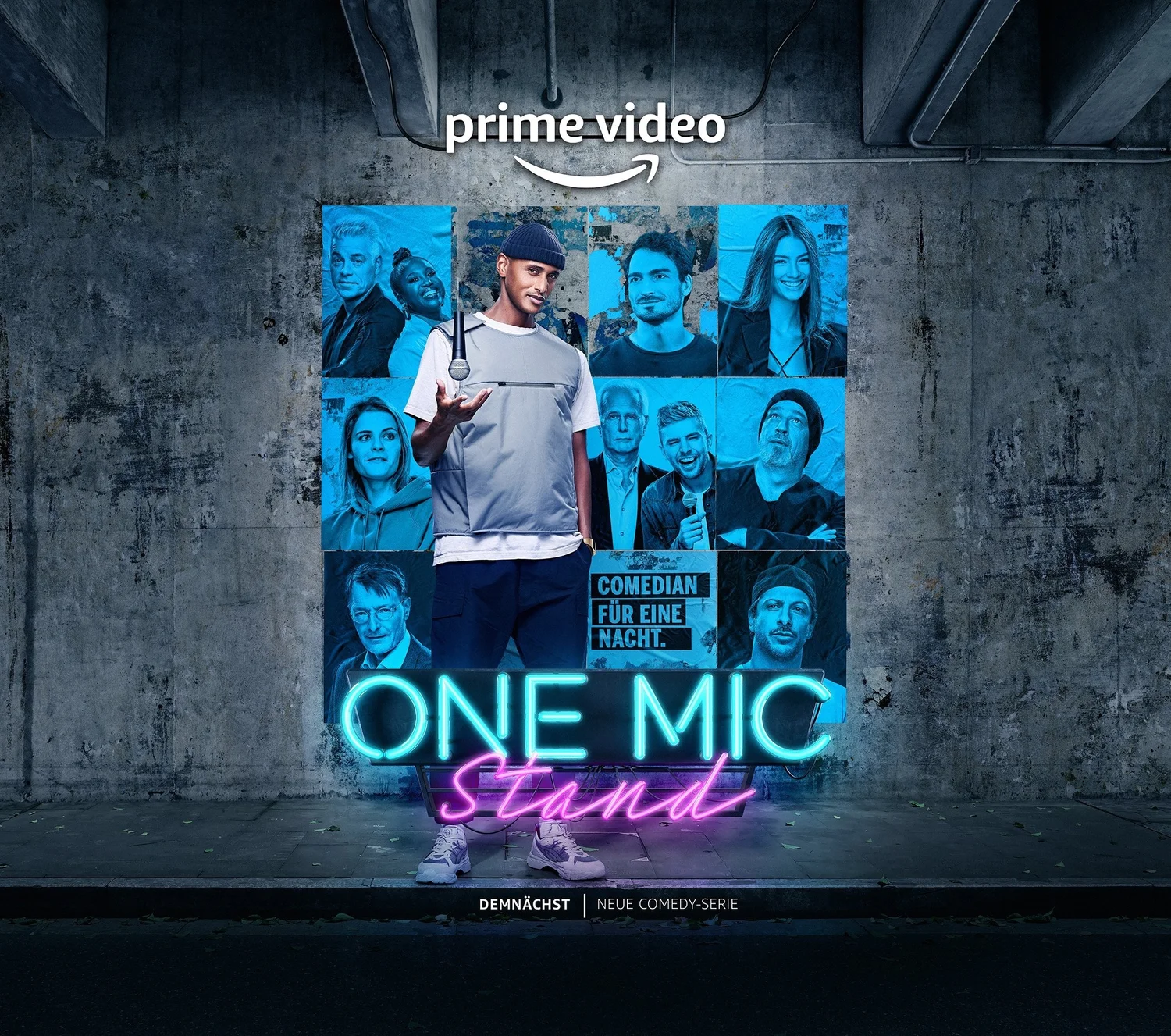 One Mic Stand, Plakat-Keyart mit Neon-Lockup
