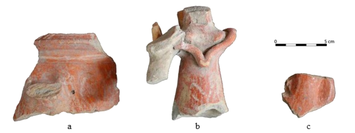 Ancient terracotta figurine fragments.