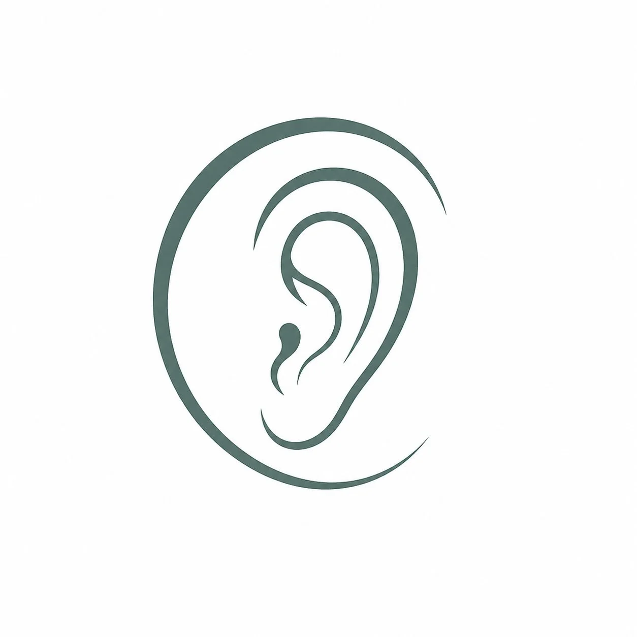Skizze eines Ohrs mit stilisiertem Ohrinneren und Linien, die den Gehörgang darstellen. Tinnitus Online Kurs von HEALTH Services Robert Kroll