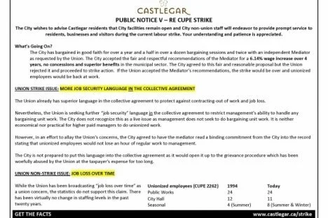 CITY PUBLIC NOTICE V – RE CUPE STRIKE
