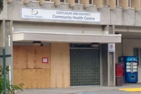 Accident destroys hospital entranceway