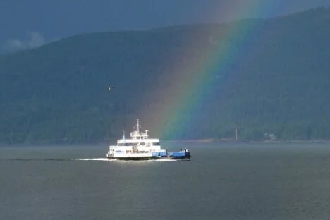 Not even a little rain or wind will stop the Balfour Ferry from its mission